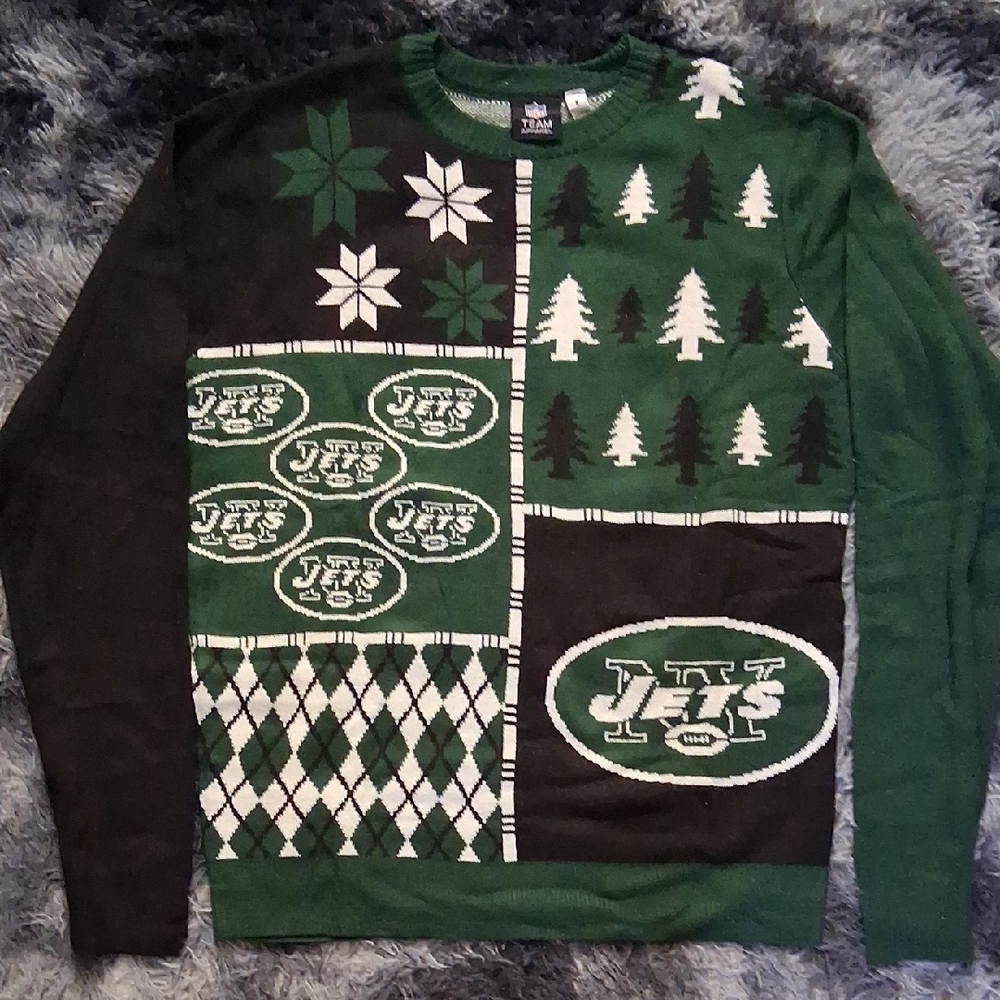 NWOT NFL Ny Jets Green and Black Crewneck Sweater